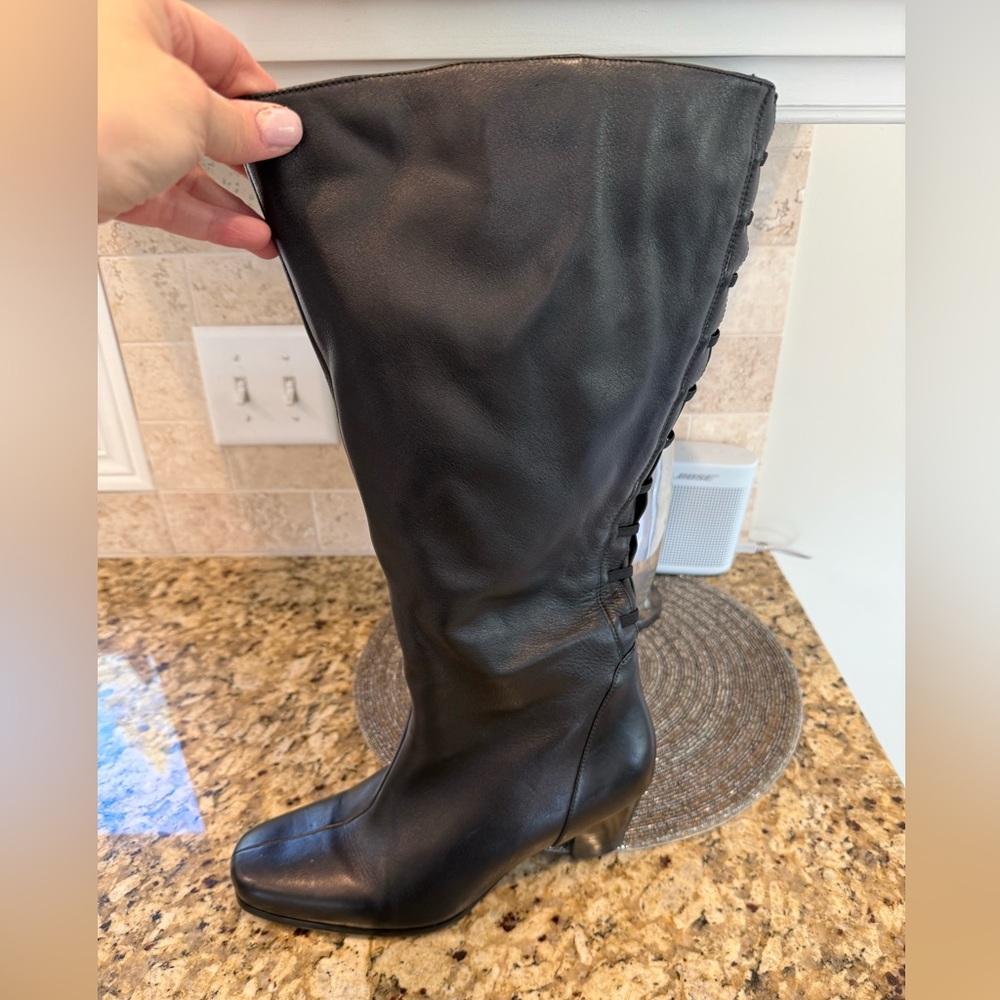 David Tate wide calf, leather Heeled Boots